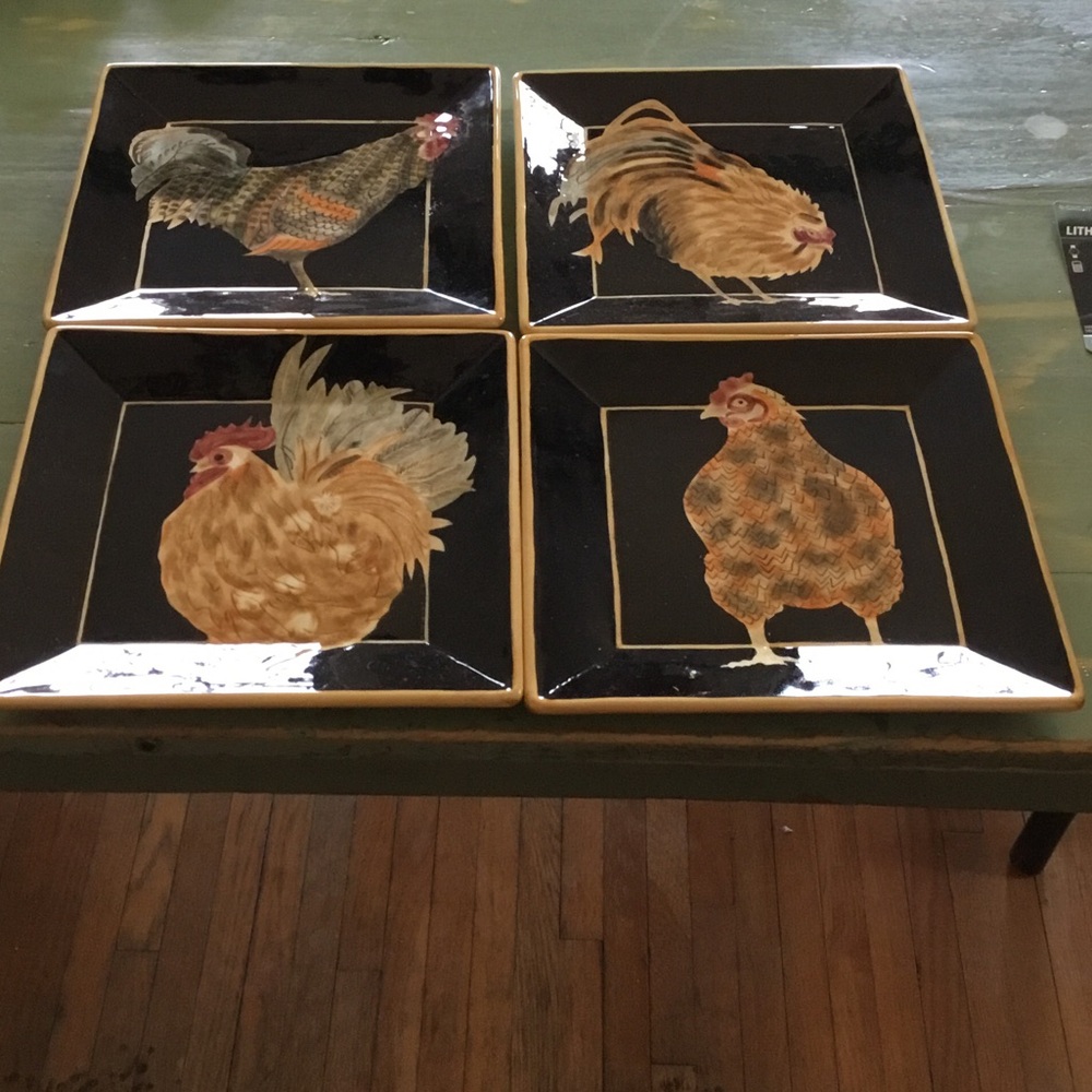 Set of 4 Rooster Plates